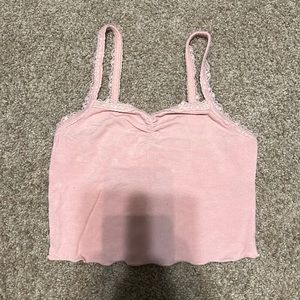 Pink Lacey ballet core crop top tank top